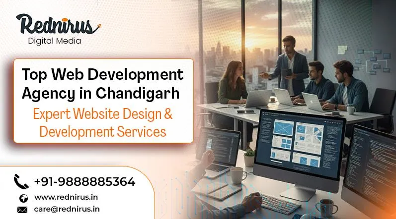 A creative team collaborating at a Top Web Development Agency in Chandigarh